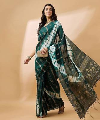 Green green ethnic motifs woven designed sequinned sarees 2
