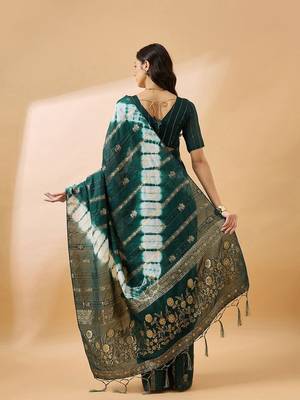 Green green ethnic motifs woven designed sequinned sarees 4