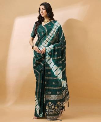 Green green ethnic motifs woven designed sequinned sarees 5