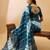 Teal striped woven design tie & dye banarasi saree