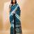 Teal striped woven design tie & dye banarasi saree