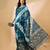 Teal striped woven design tie & dye banarasi saree