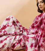 Red striped woven design tie & dye banarasi saree