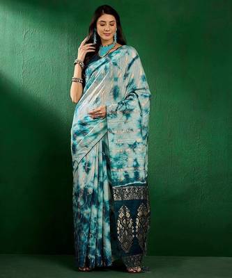 Teal teal blue ethnic motifs woven designed zari sarees 2