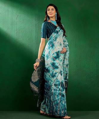 Teal teal blue ethnic motifs woven designed zari sarees 3