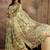 Green floral printed zari border jamdani saree with blouse piece