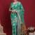 Teal woven design zari banarasi fastive saree with matching blouse
