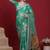 Teal woven design zari banarasi fastive saree with matching blouse
