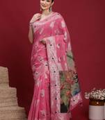Pink ethnic motifs banarasi fastive saree