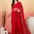 Red embroidered net saree with unstitched blouse