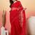 Red embroidered net saree with unstitched blouse
