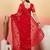 Red embroidered net saree with unstitched blouse