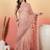 Pink embroidered net saree with unstitched blouse