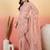 Pink embroidered net saree with unstitched blouse