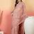 Pink embroidered net saree with unstitched blouse
