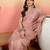 Pink embroidered net saree with unstitched blouse