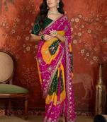 Pink bandhani embroidered  georgette saree