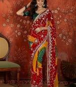 Multicolor bandhani embroidered  georgette saree
