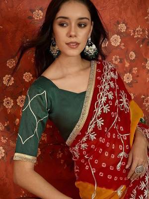 Multicolor bandhani embroidered  georgette saree 4