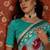 Turquoise embroidered  georgette saree