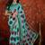 Turquoise embroidered  georgette saree