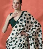 Green ready to wear polka dots digital printed saree