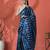 Blue ready to wear satin striped digital printed saree