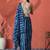 Blue ready to wear satin striped digital printed saree