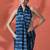 Blue ready to wear satin striped digital printed saree