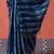 Blue ready to wear satin striped digital printed saree