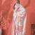 Off white ready to wear satin striped digital printed saree