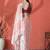 Off white ready to wear satin striped digital printed saree