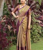 Gold woven design zari art silk designer dharmavaram saree