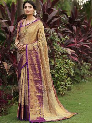 Gold woven design zari art silk designer dharmavaram saree 4