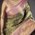 Green floral zari silk blend kanjeevaram saree