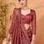 Maroon printed embroidered saree with matching blouse