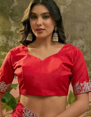 Red bandhani printed sarees 4