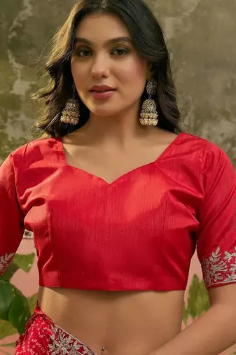 Red bandhani printed sarees