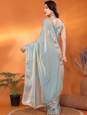 Blue embroidered bordered  sarees 2