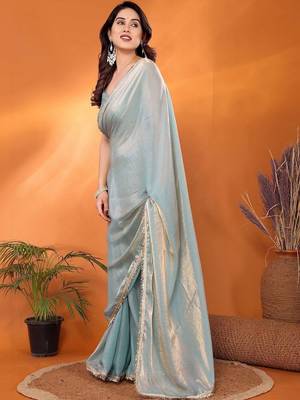 Blue embroidered bordered  sarees 5