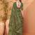 Olive abstract printed embroidered kantha work saree