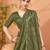 Olive abstract printed embroidered kantha work saree