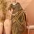 Brown women ethnic printed party wear saree with matching blouse