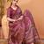 Magenta abstract printed saree with matching blouse