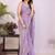 Lavender embellished border saree with blouse piece