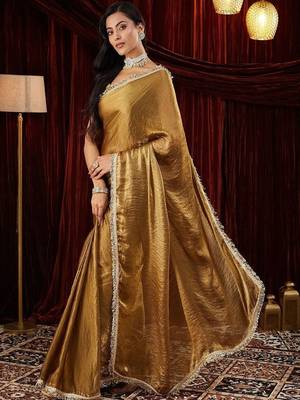 Gold embroidered bordered sarees 1