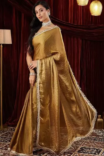 Gold embroidered bordered sarees