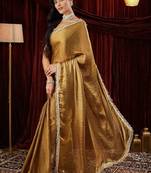 Gold embroidered bordered sarees