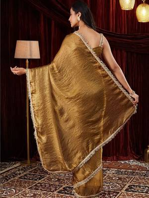 Gold embroidered bordered sarees 2