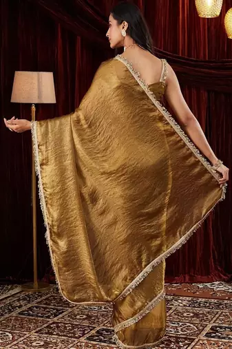 Gold embroidered bordered sarees